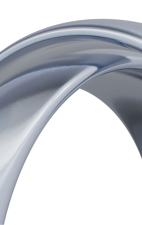 Close-up of a polished metal ring with a smooth, reflective surface, showcasing its sleek design and modern aesthetics. Ideal for jewelry displays or product promotions.